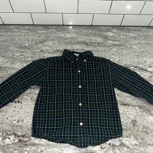 Janie and Jack Green Plaid Button-Down Shirt – Size 3T